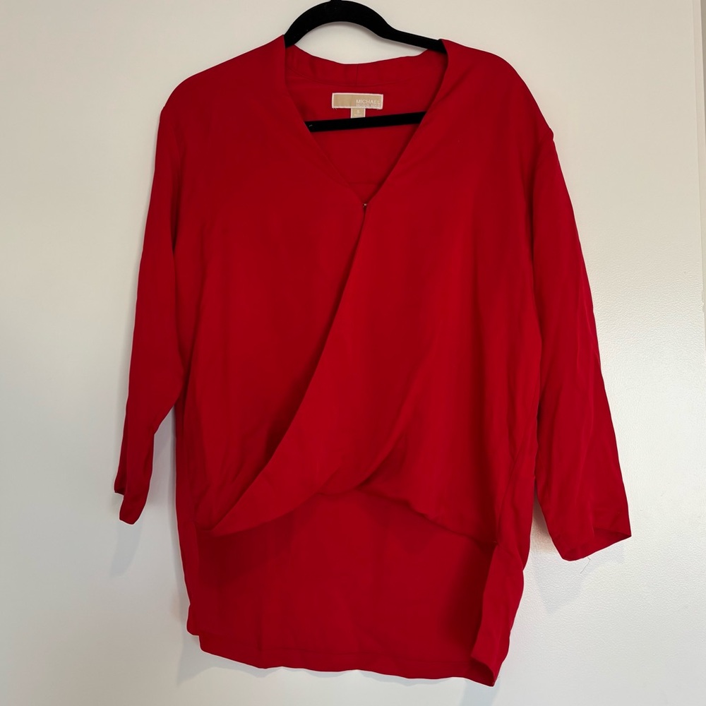 Michael Kors Red Wrap Blouse